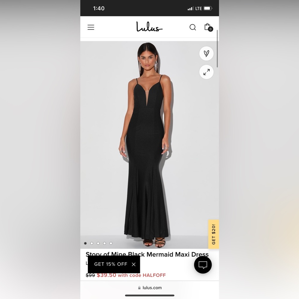 Story of Mine black mermaid maxi dress Lulus size M